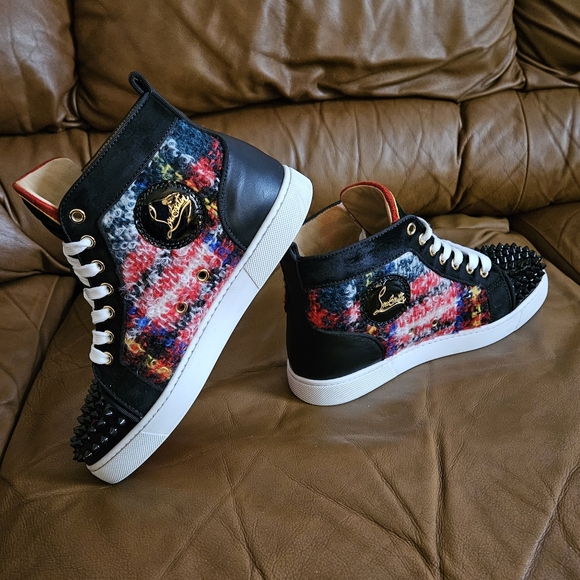 Women's Christian Louboutin Multicolor Velvet Wool Designer Sneakers Size 8 US - Picture 10 of 16